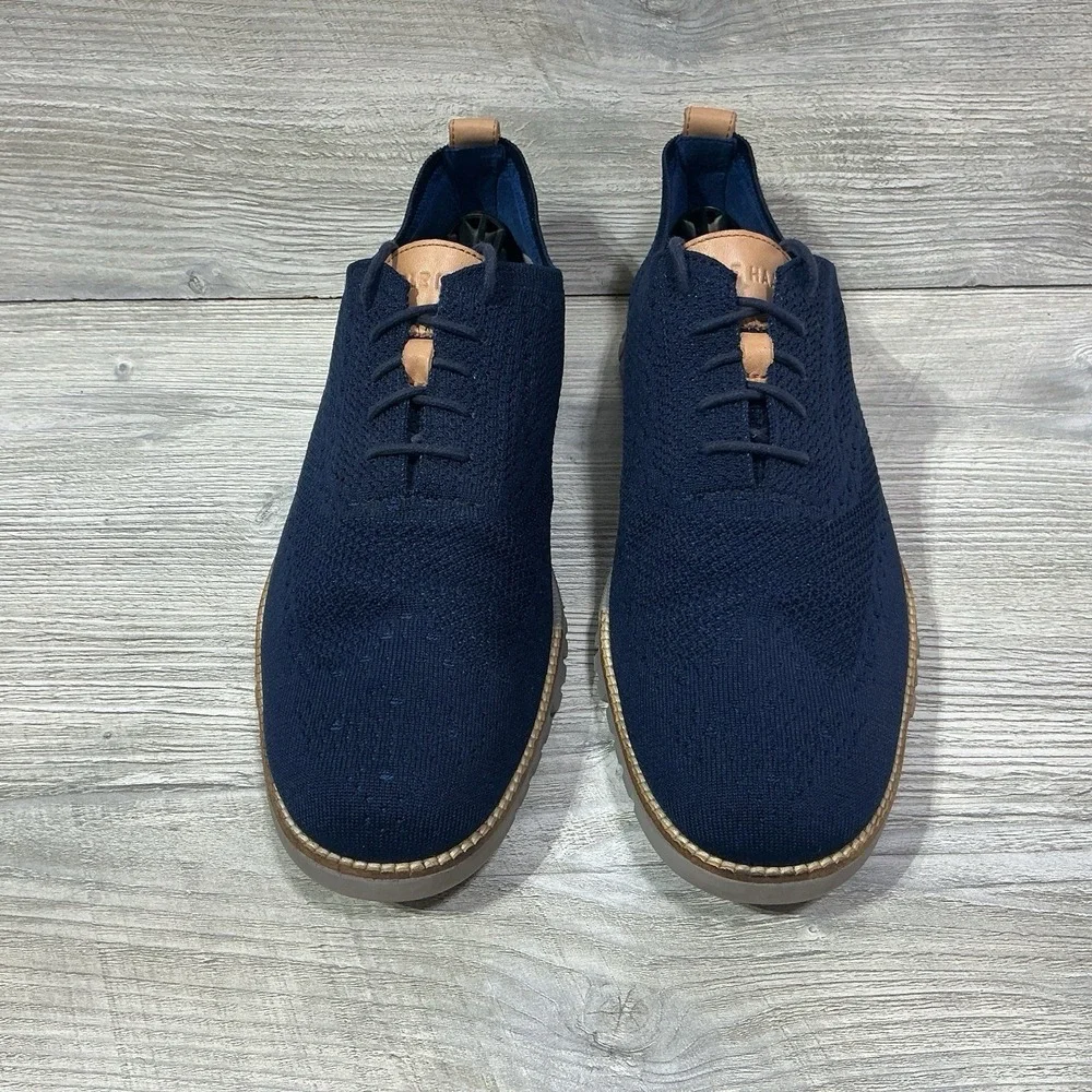 Cole Haan Zerogrand Navy Blue Stitchlite Wingtip Oxford Shoes Men's 13 M C27844